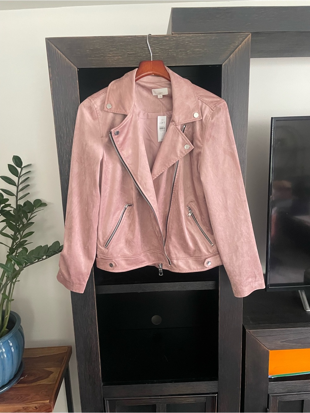 LOFT Blush Pink Suede Moto Jacket